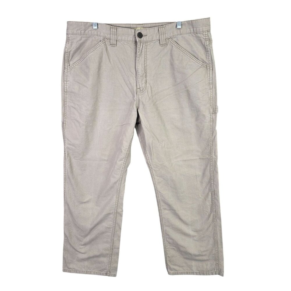 Mens Blue Mountain Beige Carpenter Pants Relaxed Fit 100% Cotton Size 38x30